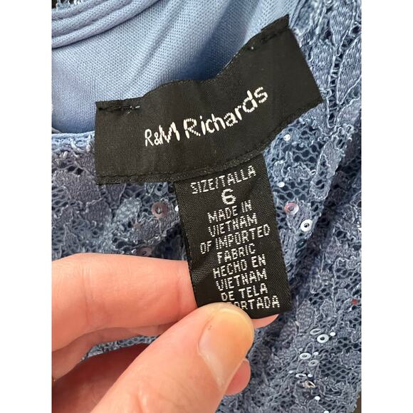 R&M Richards Dusty Blue Lace/sequin form gown and Jacket. NEW Sz 6 - Picture 6 of 7